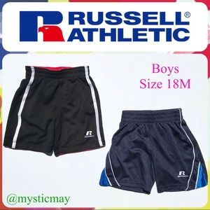 RUSSELL 2 Pairs of Boys Black and Navy Athletic Shorts Baby Size 18 Months Kids